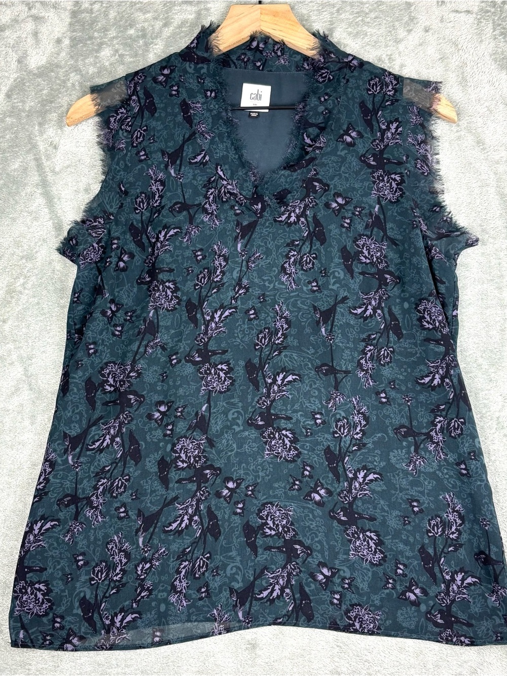 Cabi Top Womens Small Dark Teal Purple Evermore Blouse Chiffon Sleeveless 3065 - Picture 1 of 11